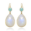 Moonstone Earring - Aqua Chalcedony Earring - Dangle and Drop Earring - Tear Drop Earrings - Large Gemstone Earrings - Bridesmaid Earrings
