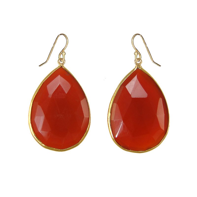 Carnelian Earrings - Gemstone earrings - Dangle and drop earring - Large Gemstone Earrings - Bridesmaid earring - Bezel set earring