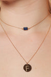 Lapis Necklace, Navy Blue Gemstone Necklace, Floating Necklace, Gold Necklace, Tiny Stone Layered Necklace, Dainty 14K Gold Filled Necklace