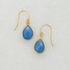 Blue Chalcedony Gold Earring, Silver Gemstone Earring,  Dangle Earring, Bezel Set earring, Bezel Drop Modern Earring, Bridesmaid Earring