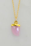 Pink Chalcedony Necklace - Gemstone tooth Necklace - Mothers day gift - Minimalist Necklace - Cute Layering Gold Necklace