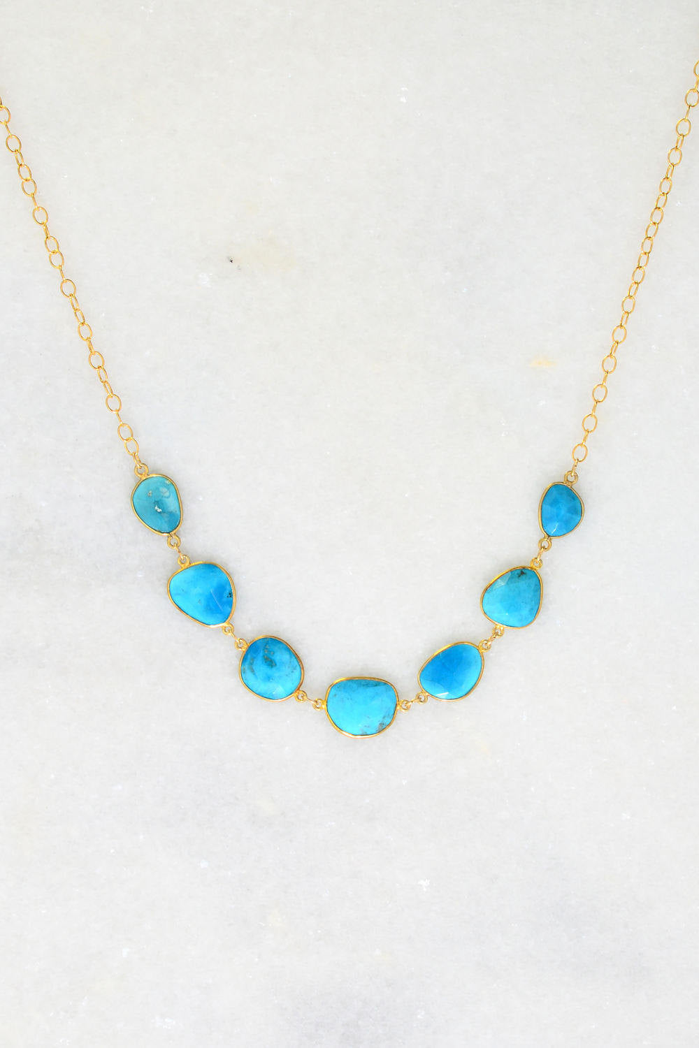 Turquoise Necklace, Bezel Necklaces, Gold Gemstone Necklace, Wedding Necklace, Irregular Necklace, Bridal Gift, Gemstone Connectors Necklace