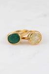 Gemstone ring, Gems Ring, Green Sapphire Green Emerald Gemstone Ring, Custom Gold Stackable Ring, Gold Ring, Oval Ring