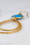 Gold Dangle Earring, Brushed Teardrop Earring, Turquoise Earring, Silver Gemstone Earring, Sisters Gift, Sterling Silver Dangling Earring