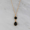 Black Onyx Necklace, Black Onyx Teardrop Necklace, Satellite Chain Necklace, Bridesmaid Necklace, Gold Necklace, Gemstone Necklace, Mom Gift