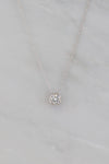 Solitaire Diamond Necklace - Dainty Solitaire - Delicate Solitaire - Floating Diamond - Silver Chain - CZ Solitaire Necklace - Round diamond