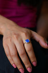 Blue Sapphire Ring, September Birthstone Ring, Stackable Cushion cut ring, sterling silver,Sapphire Hydrothermal ring