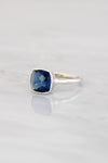 Blue Sapphire Ring, September Birthstone Ring, Stackable Cushion cut ring, sterling silver,Sapphire Hydrothermal ring