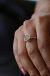 Prasiolite Ring, Gemstone Silver Ring, Green Quartz Ring, Faceted Stone, Green Amethyst, February Birthstone, Cushion cut ring