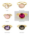 Morganite ring, Blush Gold ring, Wedding Ring, Stacking rings, Silver Stackable ring, Bridal gift, Elegant ring, Gift for wife, Faceted ring