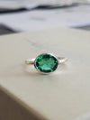 Green Emerald Quartz Ring, Christmas Gift, Quartz Ring, Green Gemstone Ring, Stackable ring, Stacking Ring, Sterling Silver ring,Modern Ring