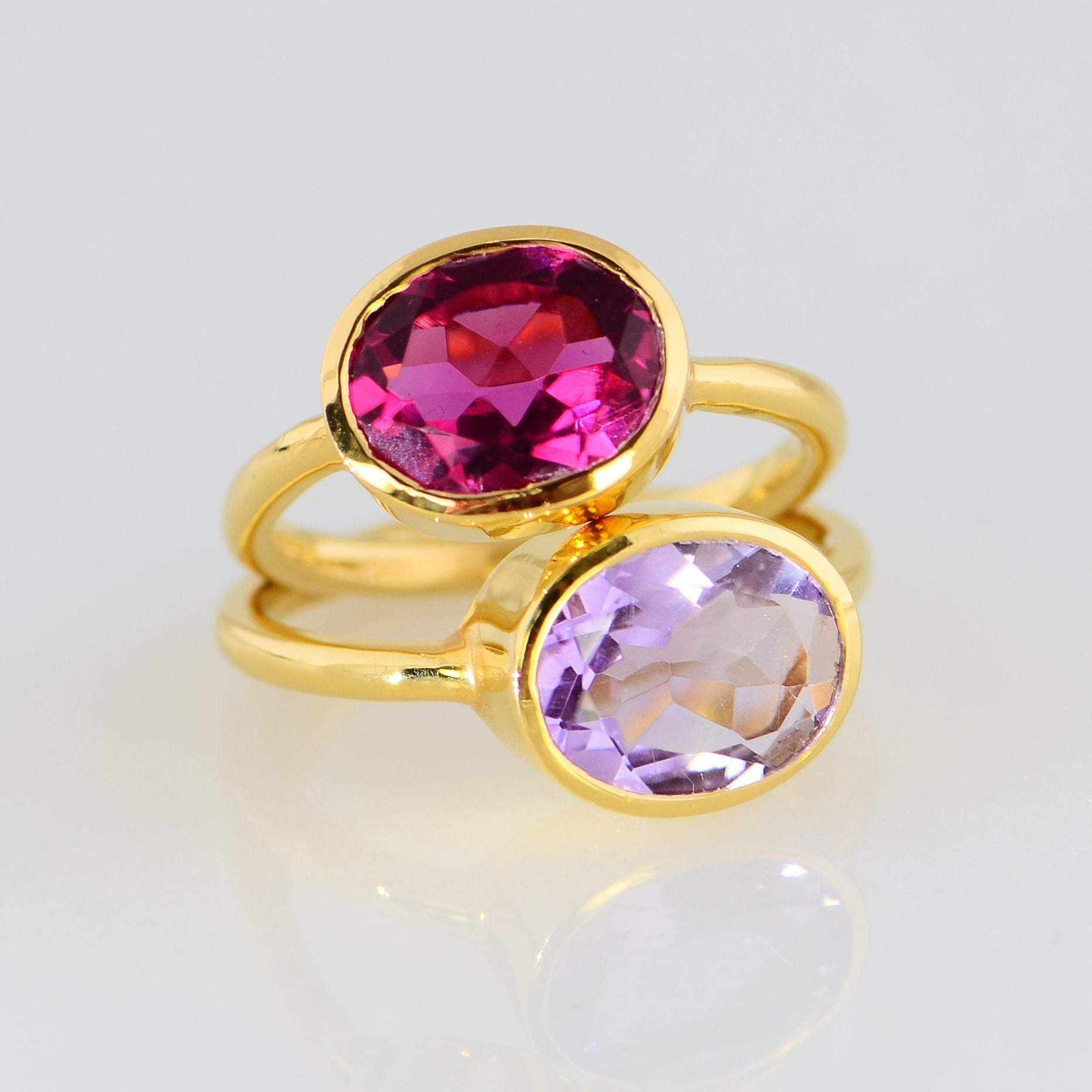 Duo Gemstone Ring, Purple Amethyst