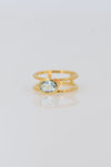 Citrine Ring Double band Hammered Finish Ring