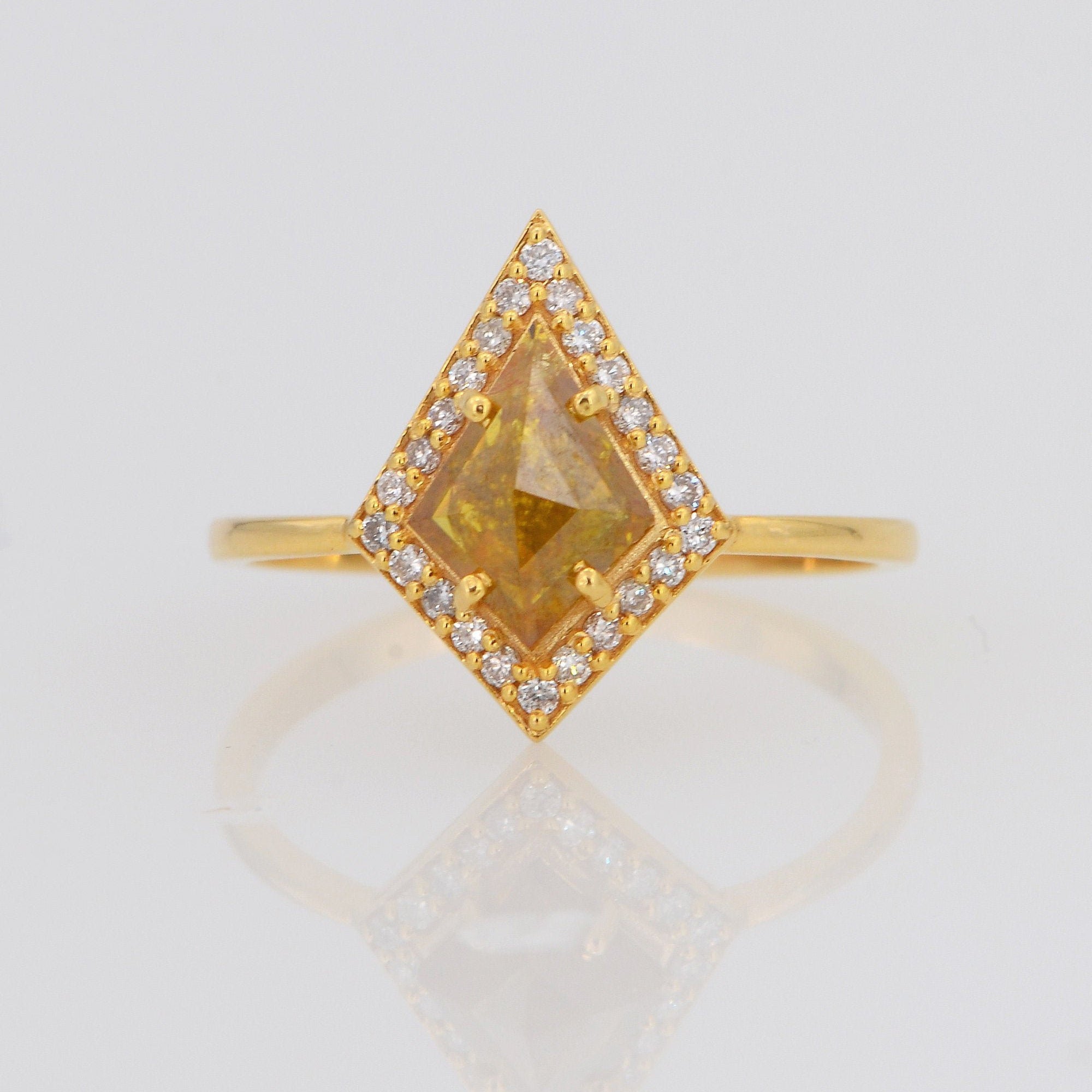 Salt and Pepper Diamond Ring, Kite Shape Diamond ring