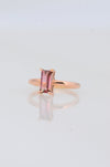 Pink Tourmaline Ring, Baguette Solitaire Ring
