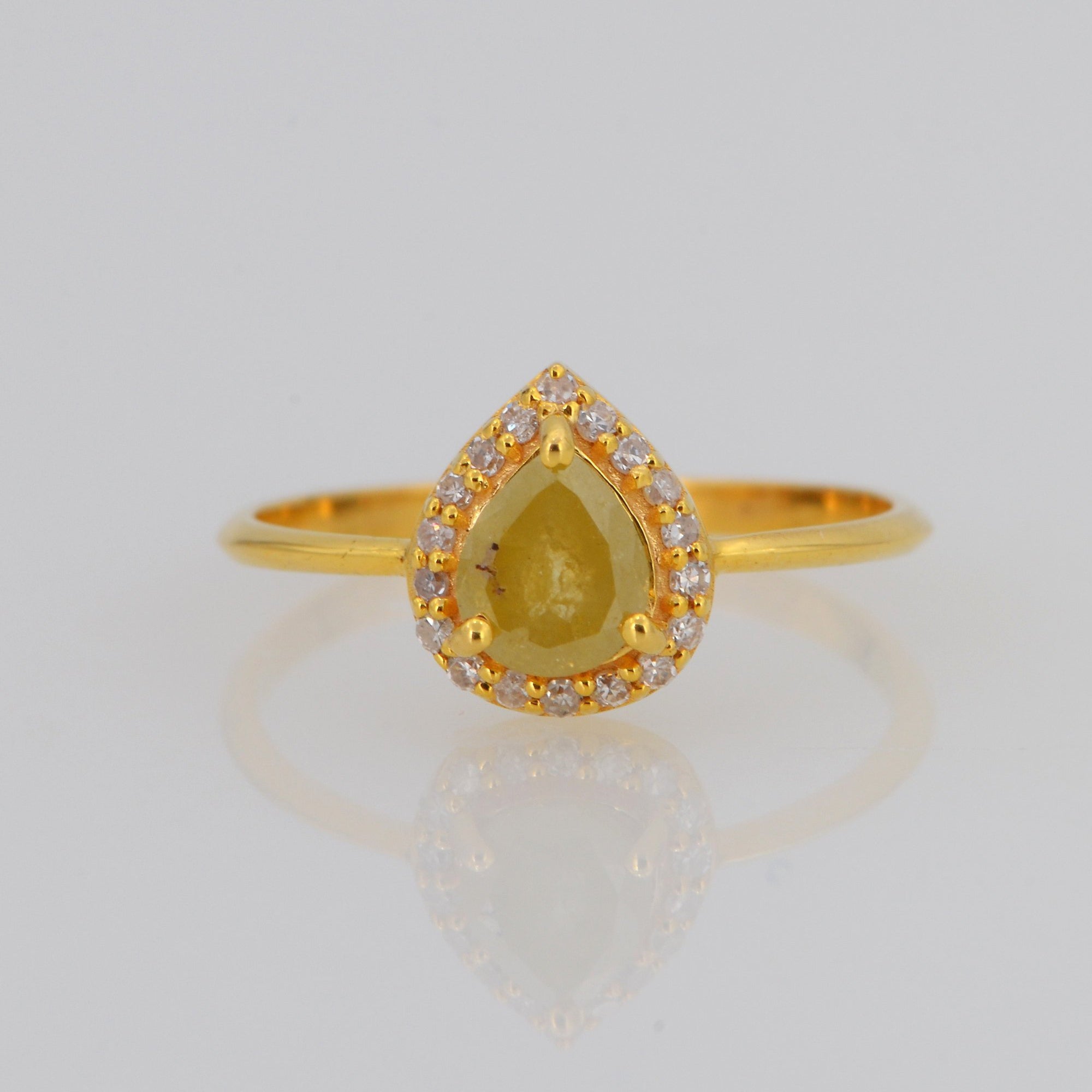 Salt and Pepper Diamond Ring, Pear Shape Diamond ring
