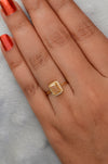 Emerald Cut Diamond ring, Salt and Pepper Diamond Ring