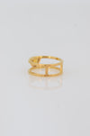 Citrine Gemstone ring, Double delicate band ring