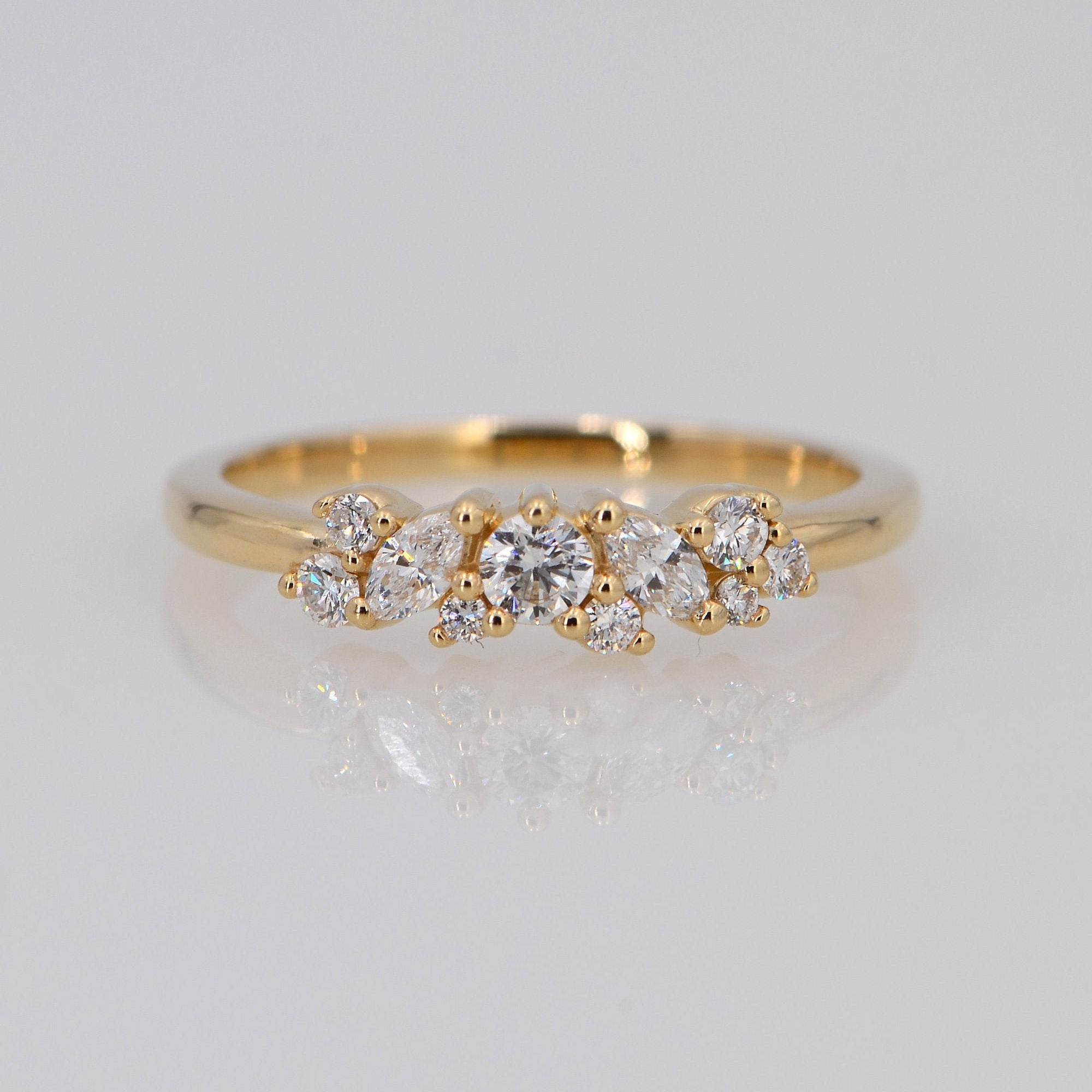 Delicate Diamond Ring, Solid Gold Minimalist Ring