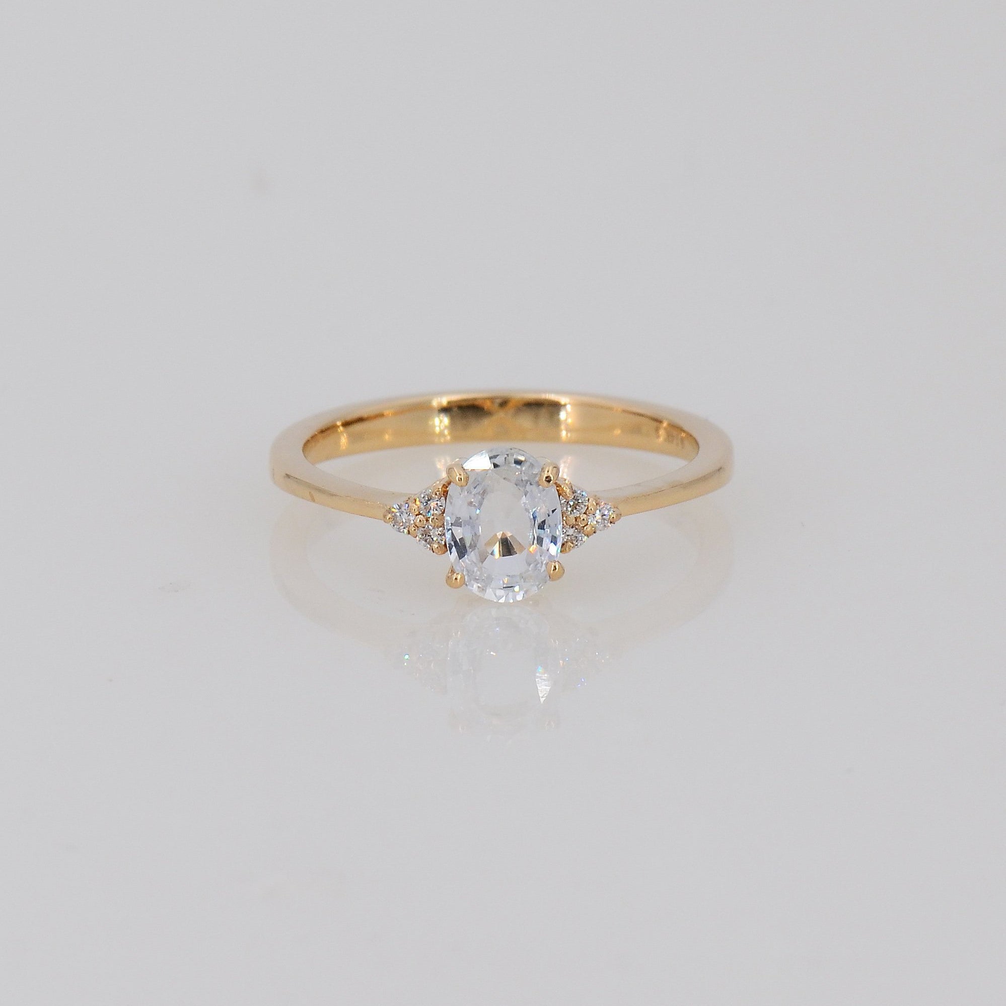 White Sapphire Ring, Genuine Gemstone ring