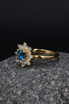 London Blue topaz Engagement ring, 14k Solid gold ring