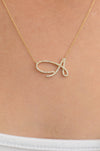 Diamond Initial Necklace, Customized Diamond Letter Alphabet Necklace
