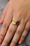 Amethyst Ring, Bezel set ring, February Birthstone Ring