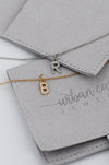 14k White Gold Initial Letter necklace, Pave Initial Necklace