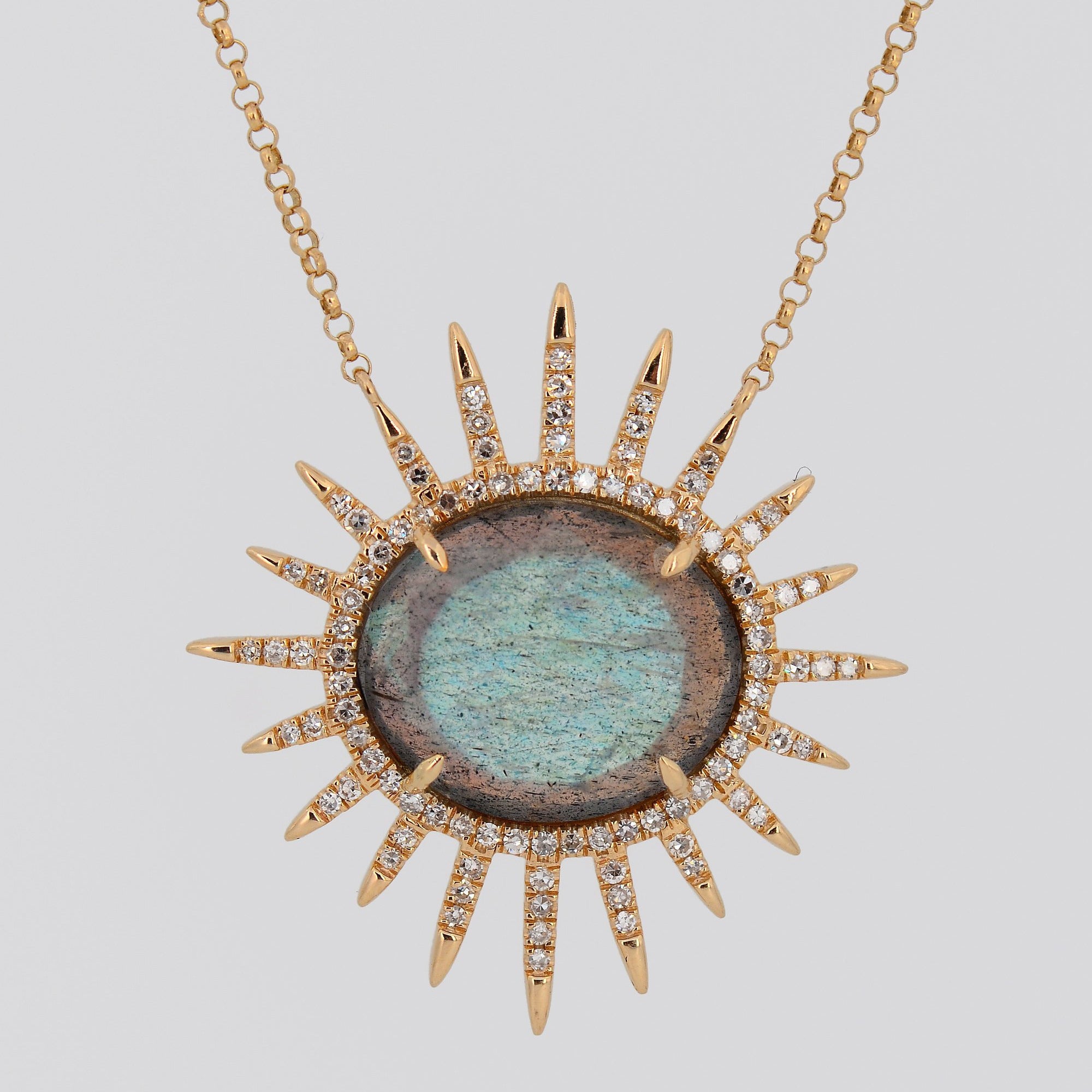Labradorite Diamond Necklace, Statement Necklace