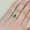 Multi Tourmaline ring, Natural green Tourmaline ring, October Birthstone ring, Emerald shape Gemstone ring, Sterling silver Everyday ring