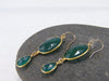 Green Emerald Onyx Double Drop Earrings - Bezel Earrings - Gemstone Earrings