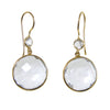 Crystal Clear Quartz Earring, Round Gemstone Earring, Gemstone Gold Dangle Drop Earrings, Two tier Earring, Bridal Earring, Gift for her