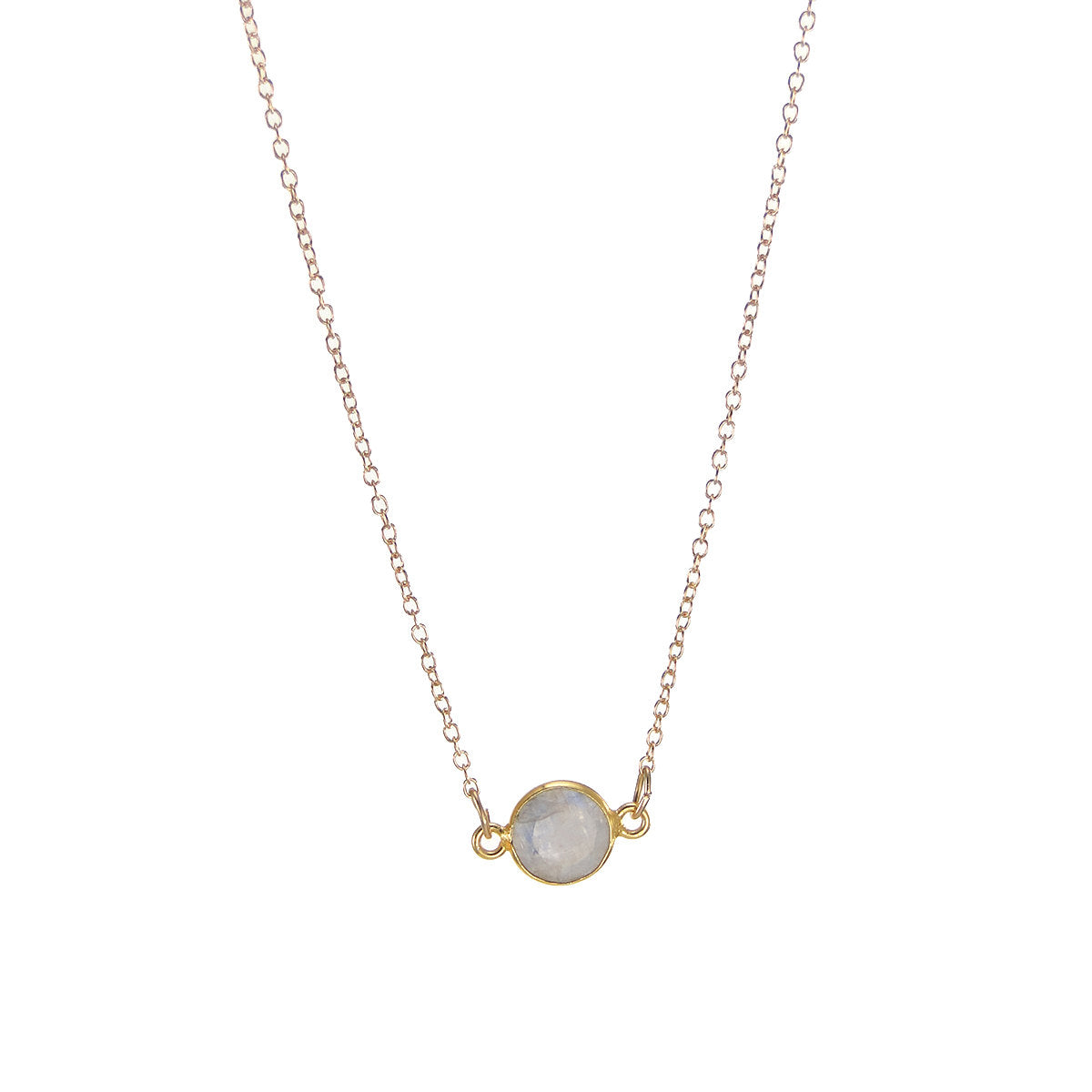 Moonstone Delicate Gemstone Necklace - Tiny Gemstone Necklace - Faceted Stone Jewelry Necklace - Little Dainty 14K Gold Filled Necklace