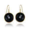 Black Onyx earrings - Gemstone earrings - gold round earrings - Black and gold Earrings - Statement Earrings - Circular Earrings - Mom Gift