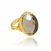 Smoky Quartz Ring - Gold Gemstone Ring - November Birthstone Ring - Big Gemstone Ring - Oval Ring - Big Stone Ring - Freeform ring