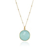 Aqua Chacedony Necklace - Gemstone Charm Necklace - Round Gemstone Necklace - Bezel Set Necklace - Bridal Jewelry - Bridesmaid Necklace