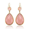 Pink Chalcedony Earring Birthstone Bezel set Earring Dangle and Drop Earring Tear Drop Earrings Large Gemstone Earrings Bridesmaid Earrings